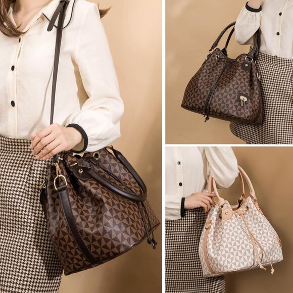🆕Women Black Designer Bucket Shoulder Bag Fashion Top-Handle Drawstring Handbag - Picture 6 of 7